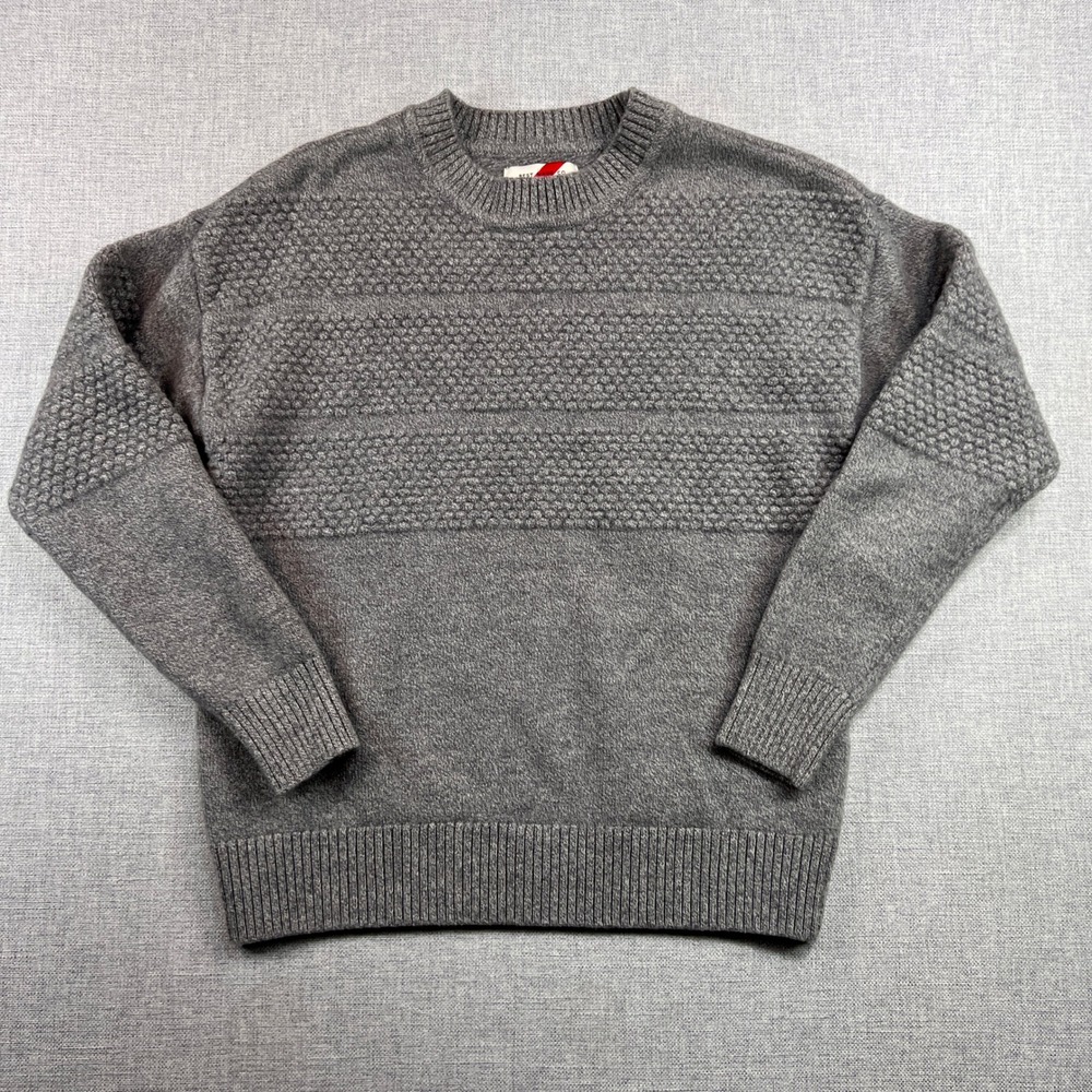 Best Made Co Merino Wool Fisherman Crewneck Sweater Men M* Gray Bubble Knit